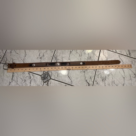 Nocona Belt Co. Kids Western Leather Concho Belt Brown Silver Buckle Size 28 - Picture 7 of 7